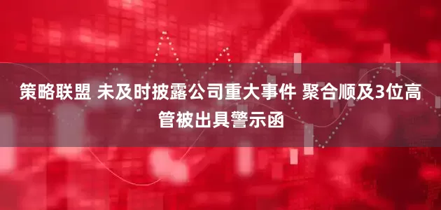 策略联盟 未及时披露公司重大事件 聚合顺及3位高管被出具警示函