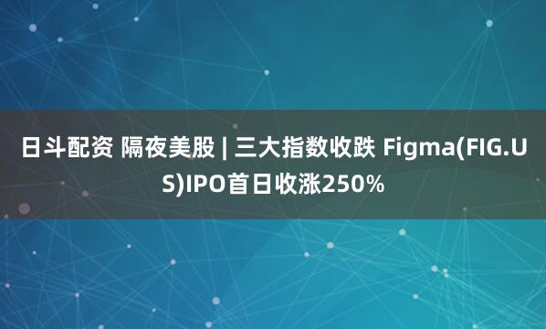 日斗配资 隔夜美股 | 三大指数收跌 Figma(FIG.US)IPO首日收涨250%