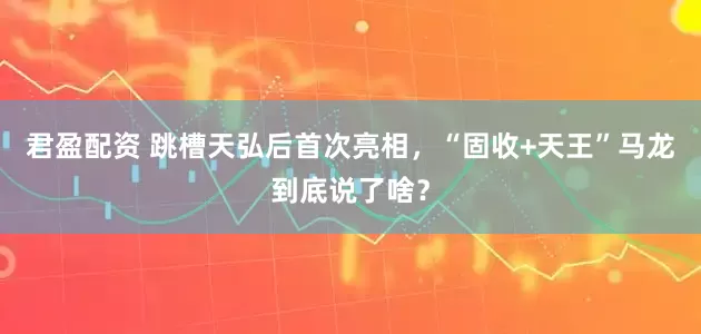 君盈配资 跳槽天弘后首次亮相，“固收+天王”马龙到底说了啥？